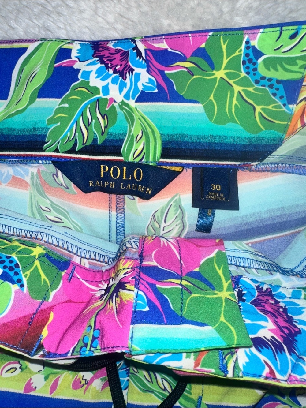 Polo by Ralph Lauren Multicolor Floral Stripe Swim Shorts - Picture 2 of 4